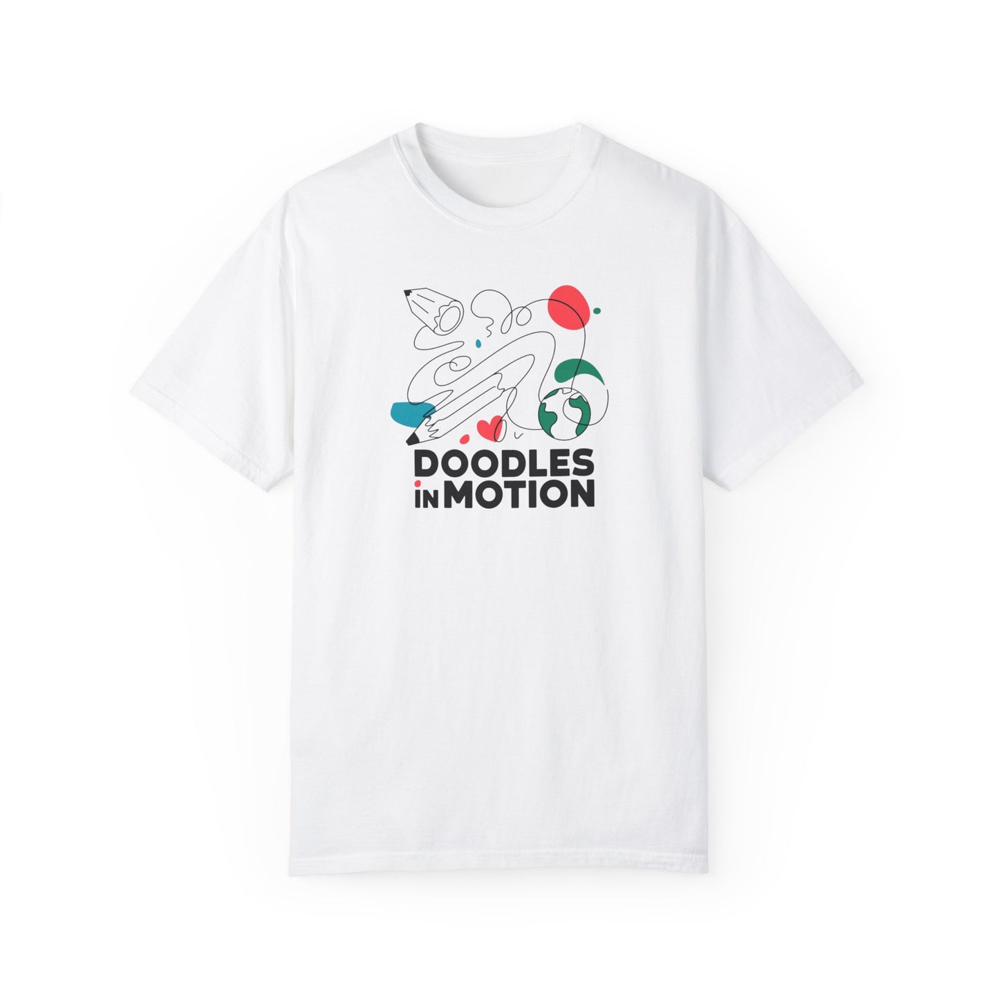 Doodles in Motion Unisex Garment-Dyed T-Shirt - Playful Artwear for Everyday Adventures