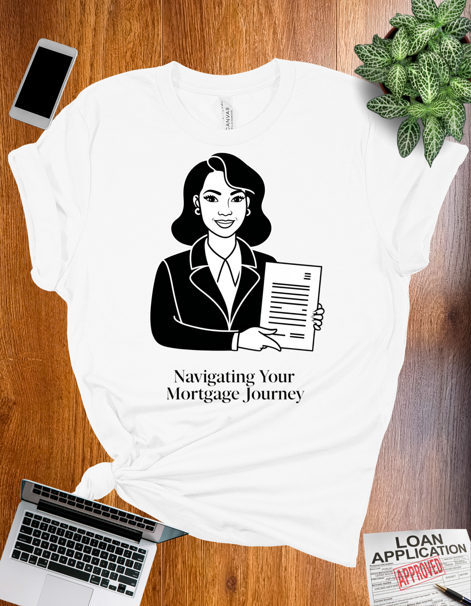 Navigating Your Mortgage Journey t-shirt, perfect for mortgage loan officers and real estate professionals.