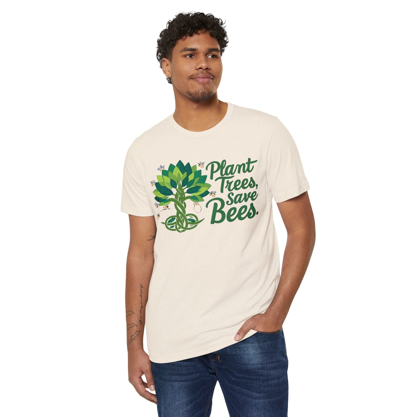 Plant Trees, Save Bees: Eco-Friendly 100% Organic Cotton Tee