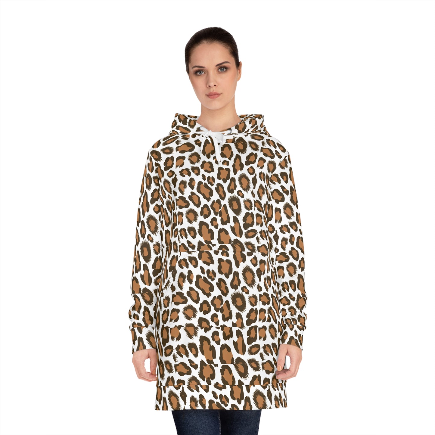 Wild Leopard Print Women's Hoodie Dress - Cozy & Stylish Fashion