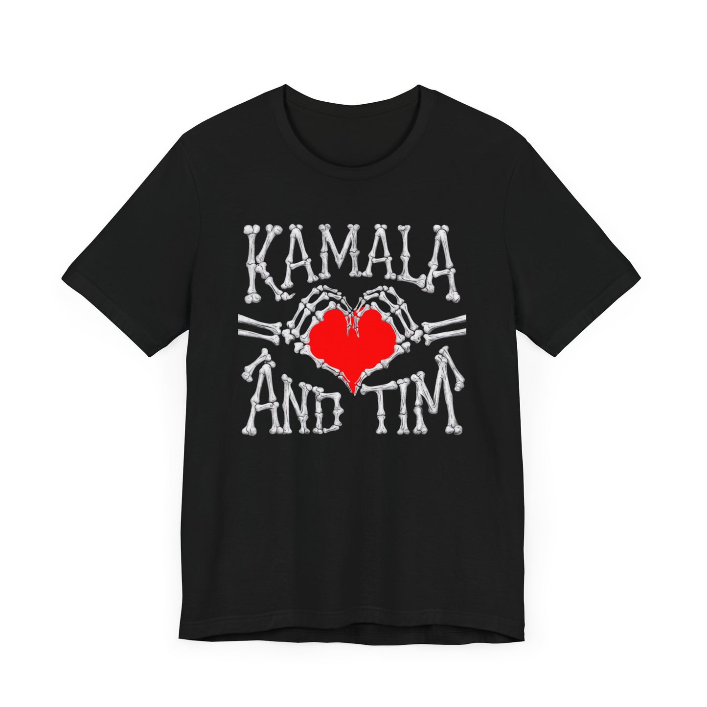 Retro Halloween Kamala and Tim Skeleton Heart Tee, Feminist Kamala Harris Gift