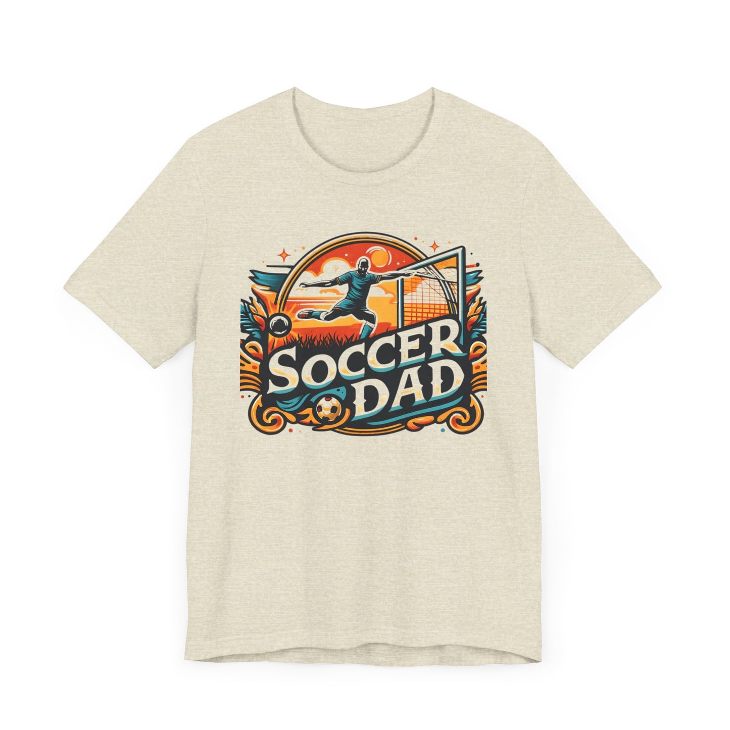 Soccer Dad t-shirt featuring a vibrant design with a soccer theme, perfect for dads who love soccer.