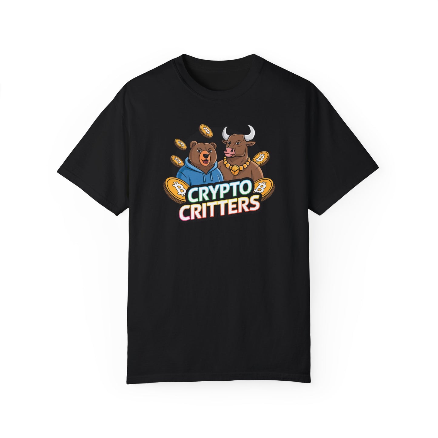 Crypto Critters Unisex Garment-Dyed T-Shirt - Fun Bitcoin Design for Crypto Enthusiasts