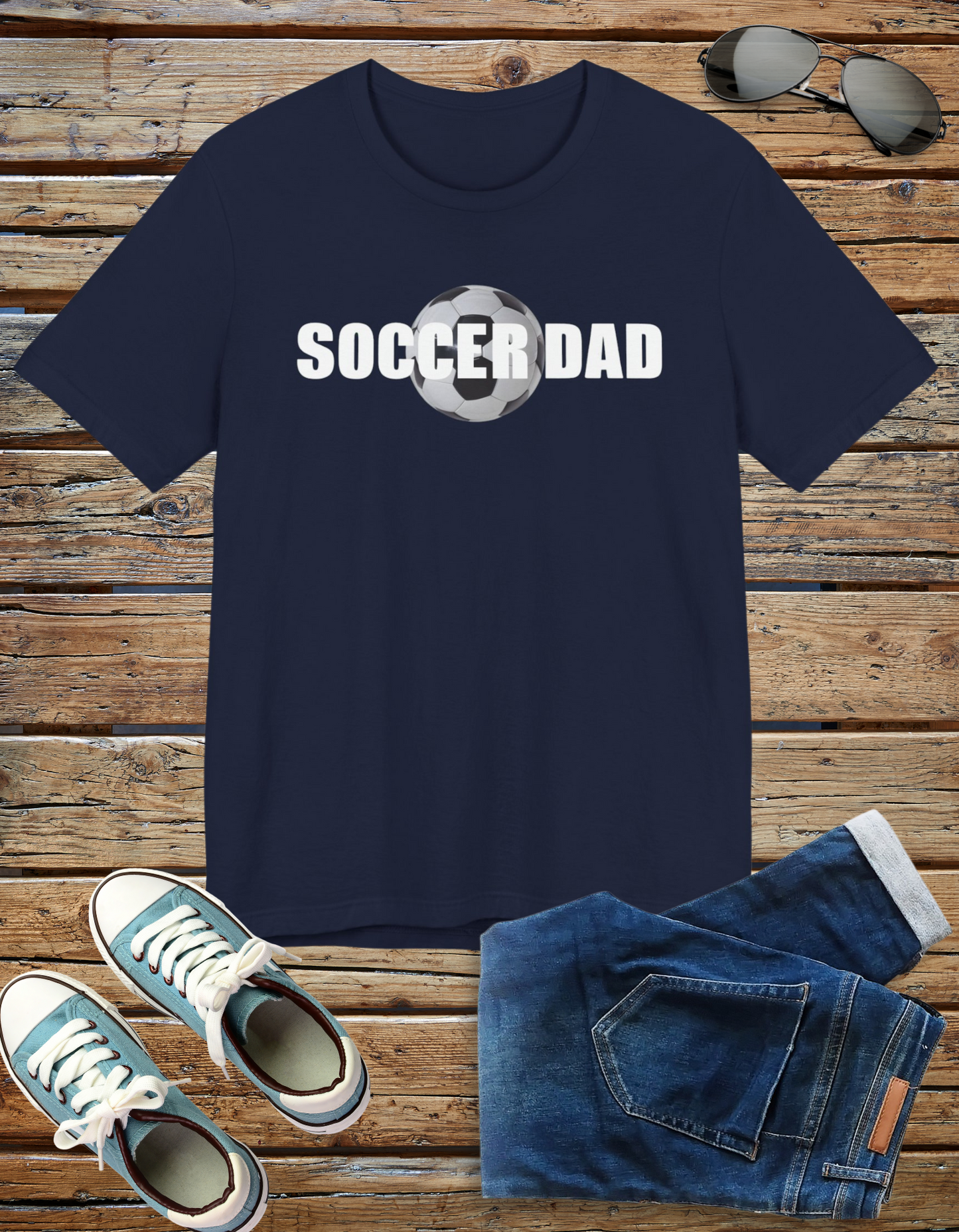 Soccer Dad t-shirt featuring a vibrant design with a soccer theme, perfect for dads who love soccer.