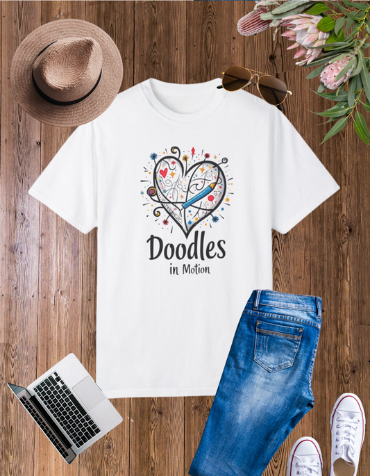 Doodles in Motion Unisex Garment-Dyed T-Shirt - Fun & Creative Style for Everyday Wear