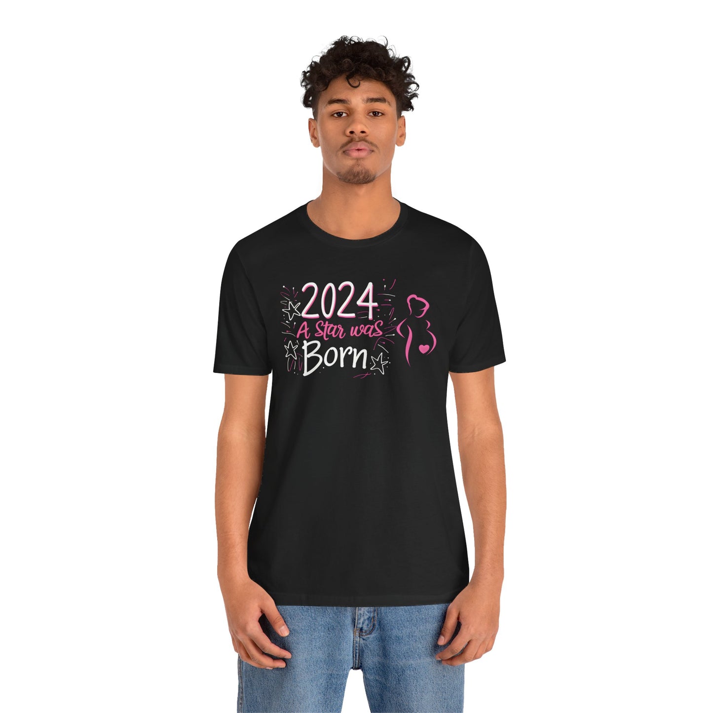 2024 A Star Was Born pregnancy announcement t-shirt with a cute design perfect for expectant mothers.