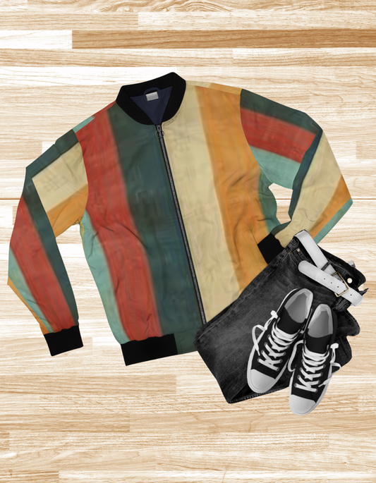 Retro Color Block Men’s Bomber Jacket - Stylish and Lightweight Outerwear