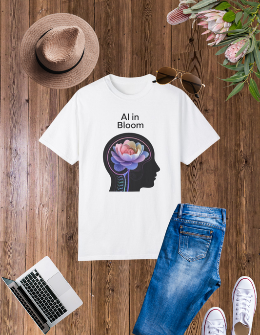 AI in Bloom Unisex Garment-Dyed T-shirt - Creative & Inspirational Art Tee