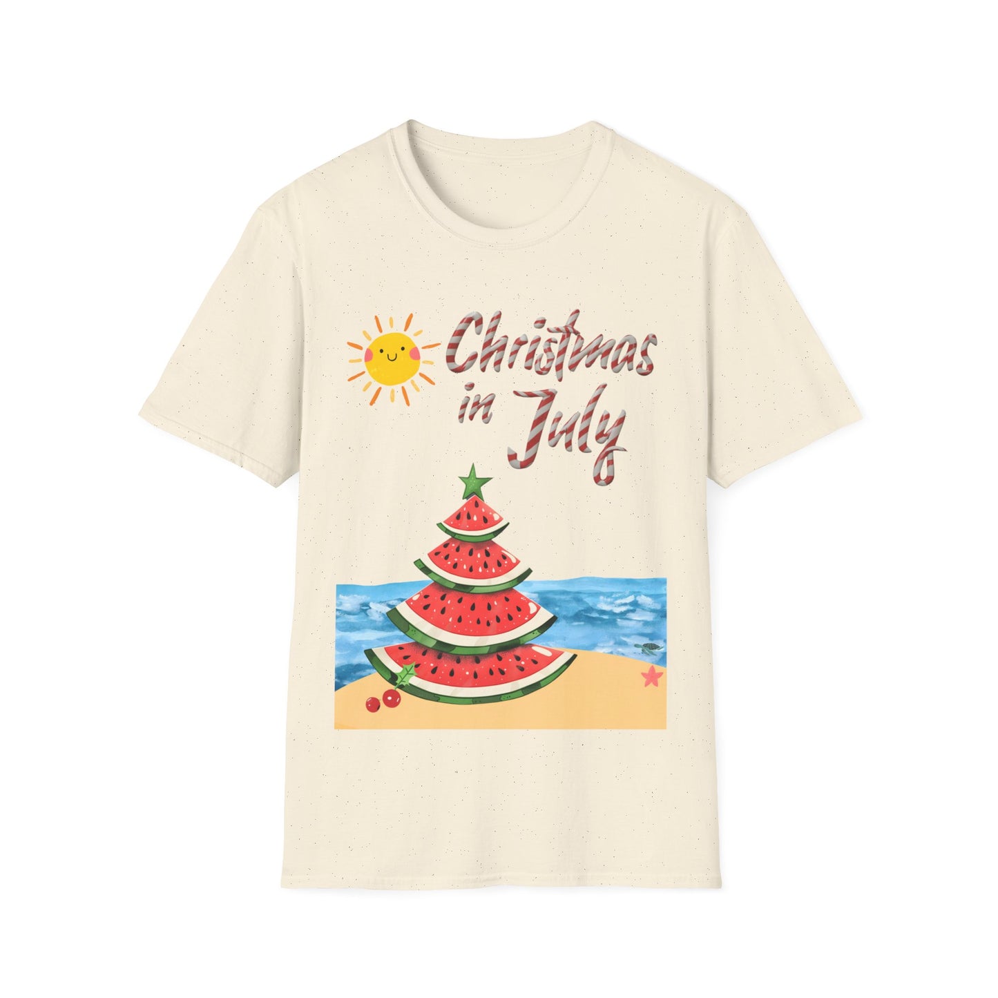 Christmas in July 2024: Tropical Watermelon Christmas Tree Beach Tee