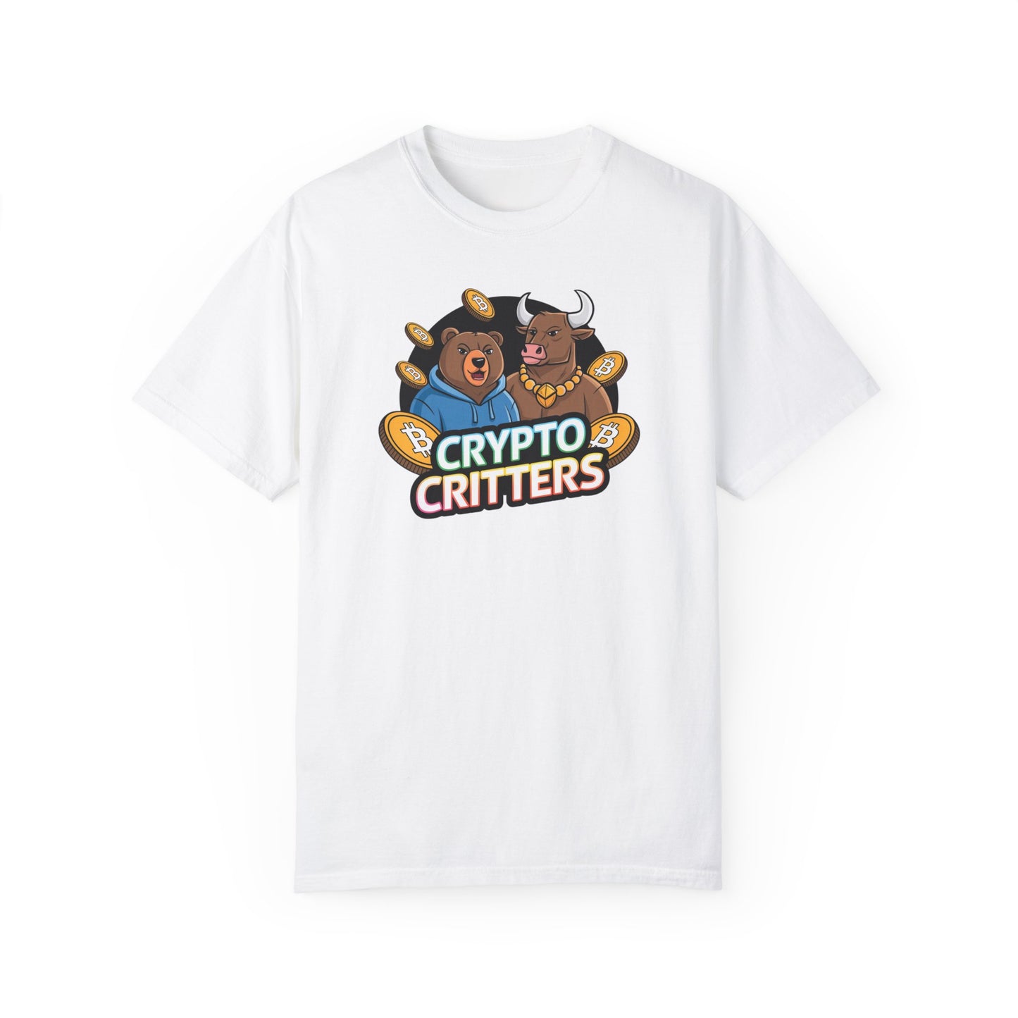 Crypto Critters Unisex Garment-Dyed T-Shirt - Fun Bitcoin Design for Crypto Enthusiasts