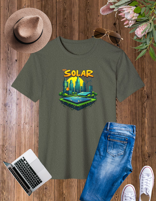 Eco-Friendly Solar City T-Shirt | Unisex Organic Tee for Nature Lovers