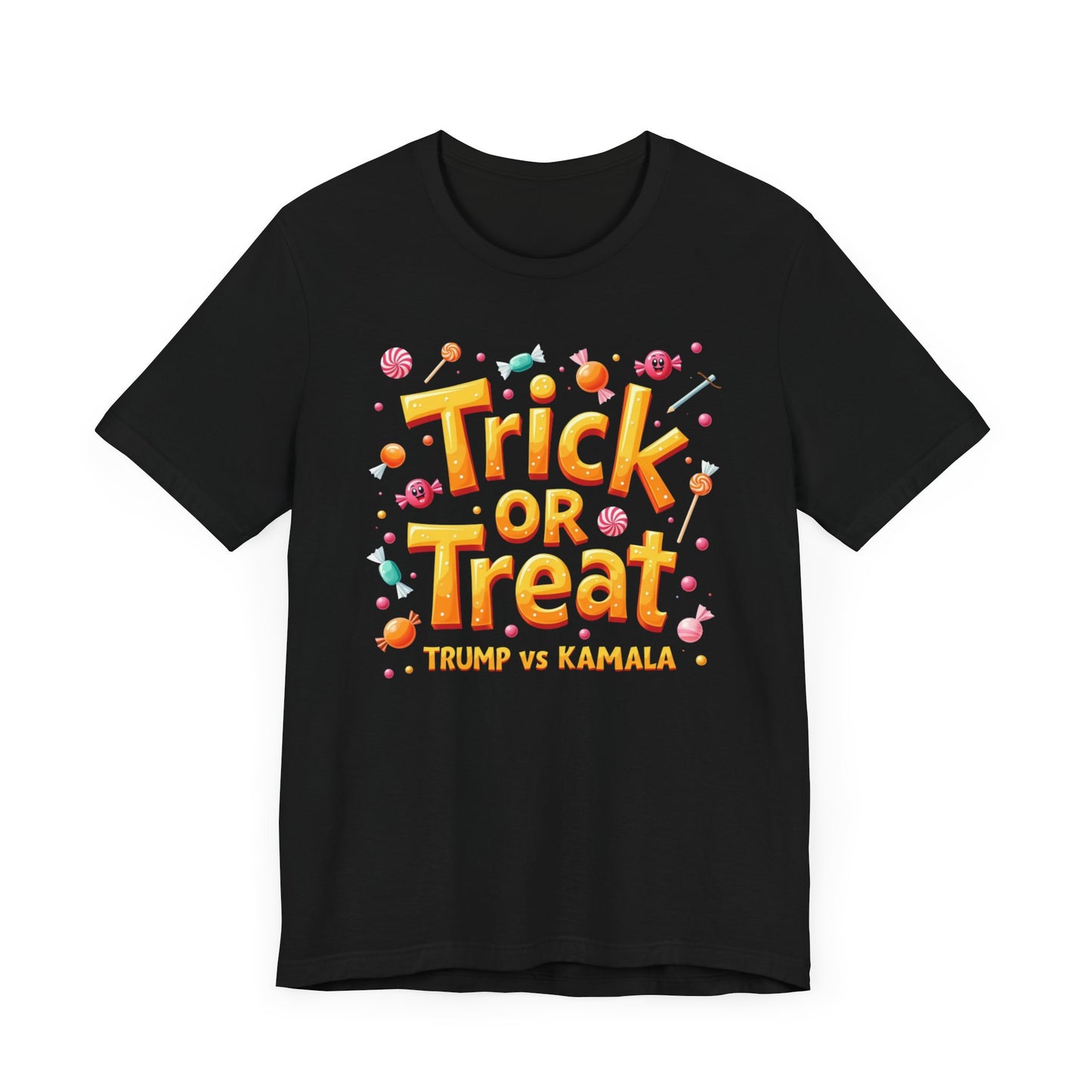 Trick or Treat Trump vs Kamala Halloween Tee, Retro Election Fall Shirt for Spooky Season