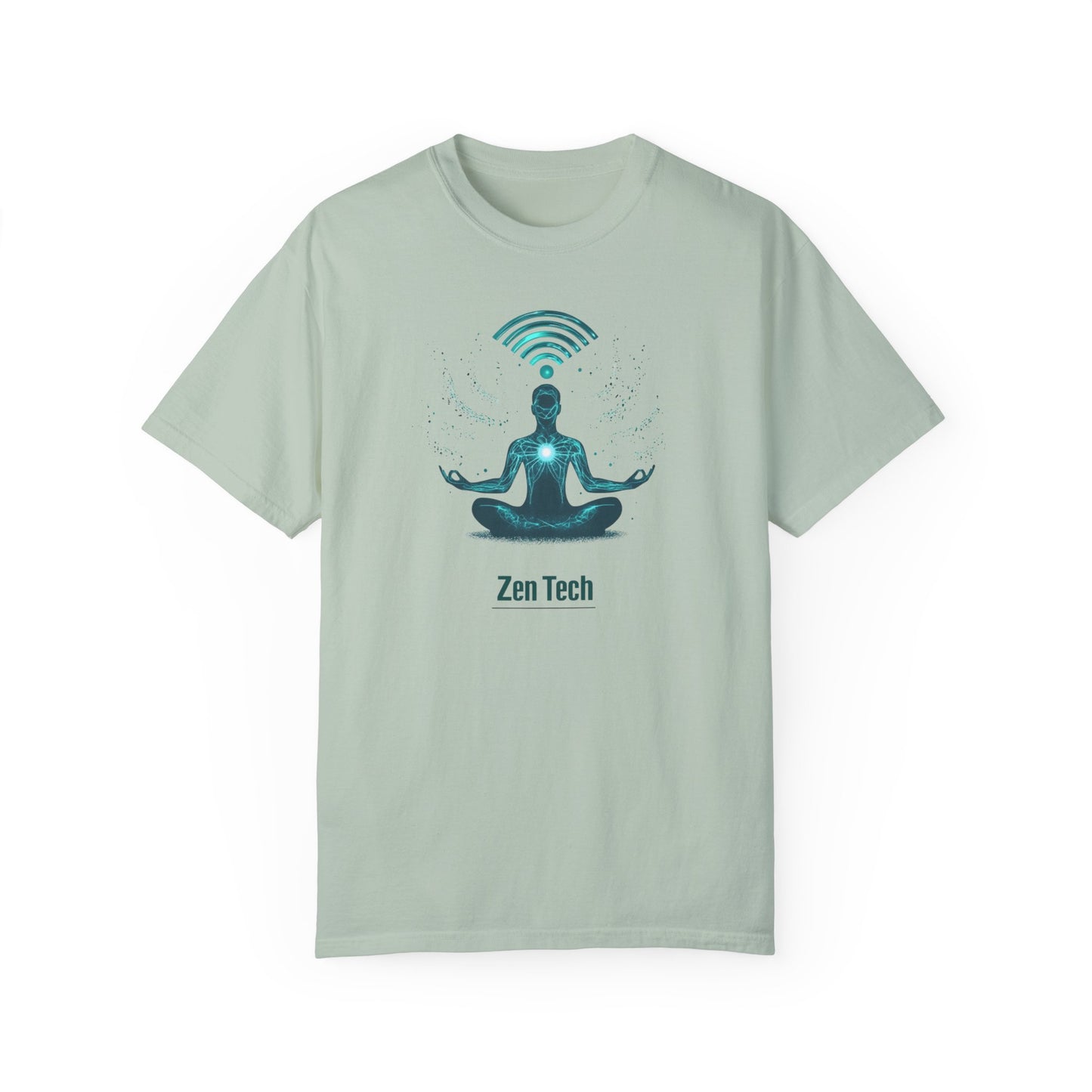 Zen Tech Unisex Garment-Dyed T-Shirt - Mindfulness & Tech Inspired Tee