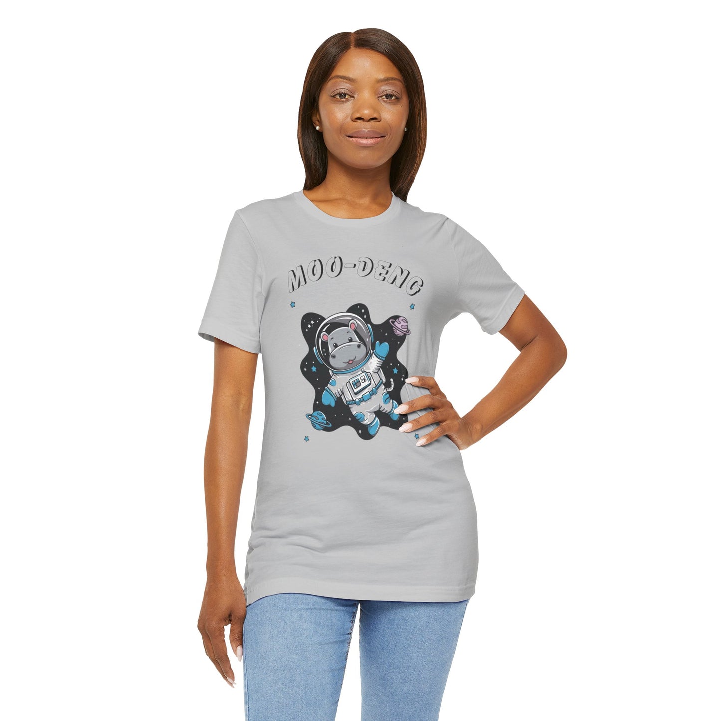 Moo Deng Baby Hippo Astronaut T-Shirt, Gift for Her Quirky Animal Lovers