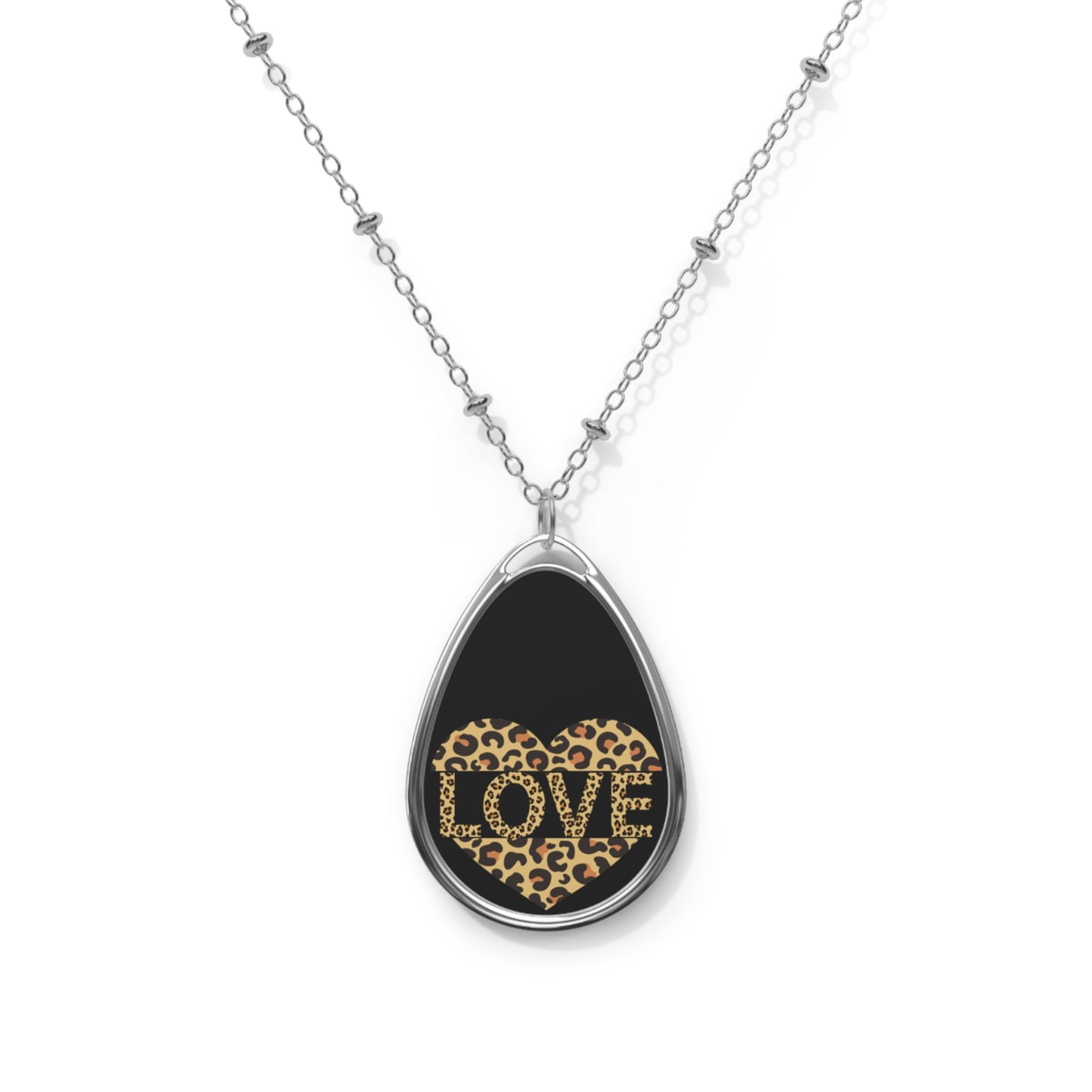 Leopard Print Love Oval Necklace - Stylish Pendant Jewelry for Valentine’s Day & Everyday Wear