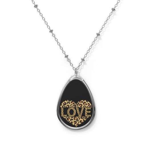 Leopard Print Love Oval Necklace - Stylish Pendant Jewelry for Valentine’s Day & Everyday Wear