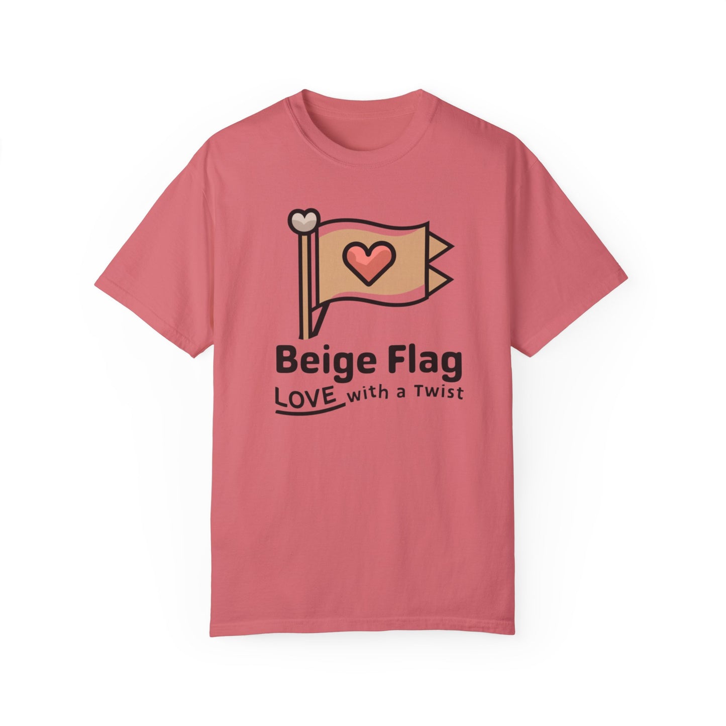 Quirky Love Emblem Tee - Beige Flag Unfurled