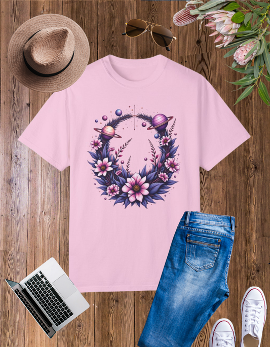 Floral Galaxy Unisex T-Shirt - Cosmic Art Design