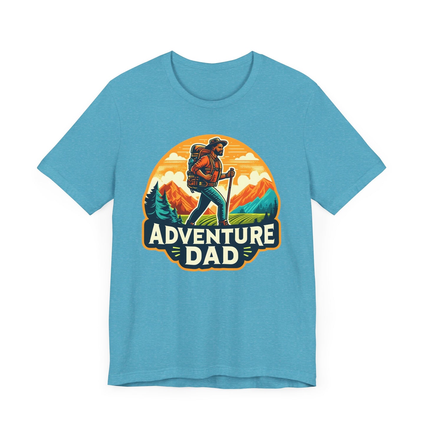 Adventure Dad t-shirt featuring a hiker graphic, perfect for dads who love outdoor adventures.