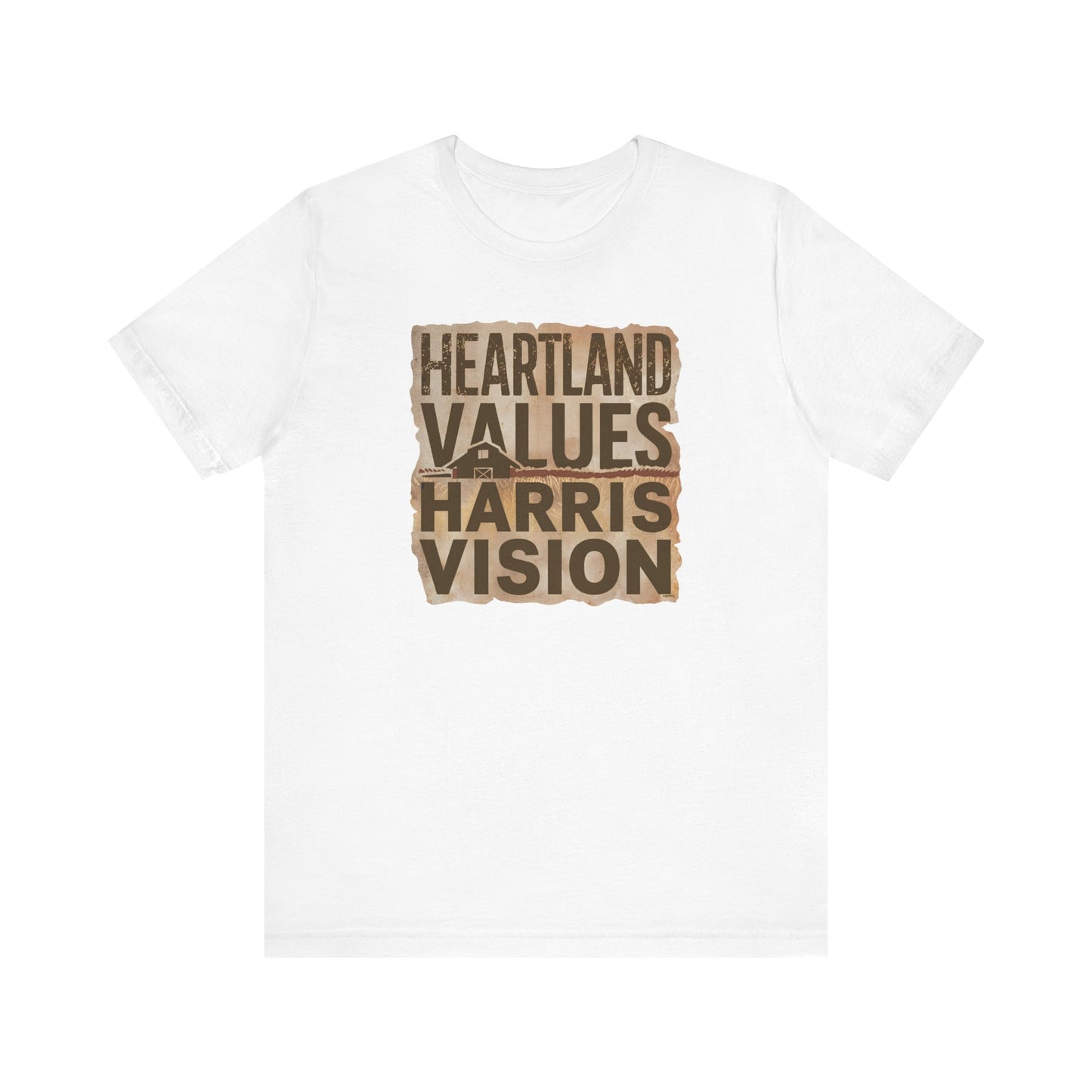 Kamala Harris 'Heartland Values, Harris Vision' Rustic T-Shirt - Inspire Progress