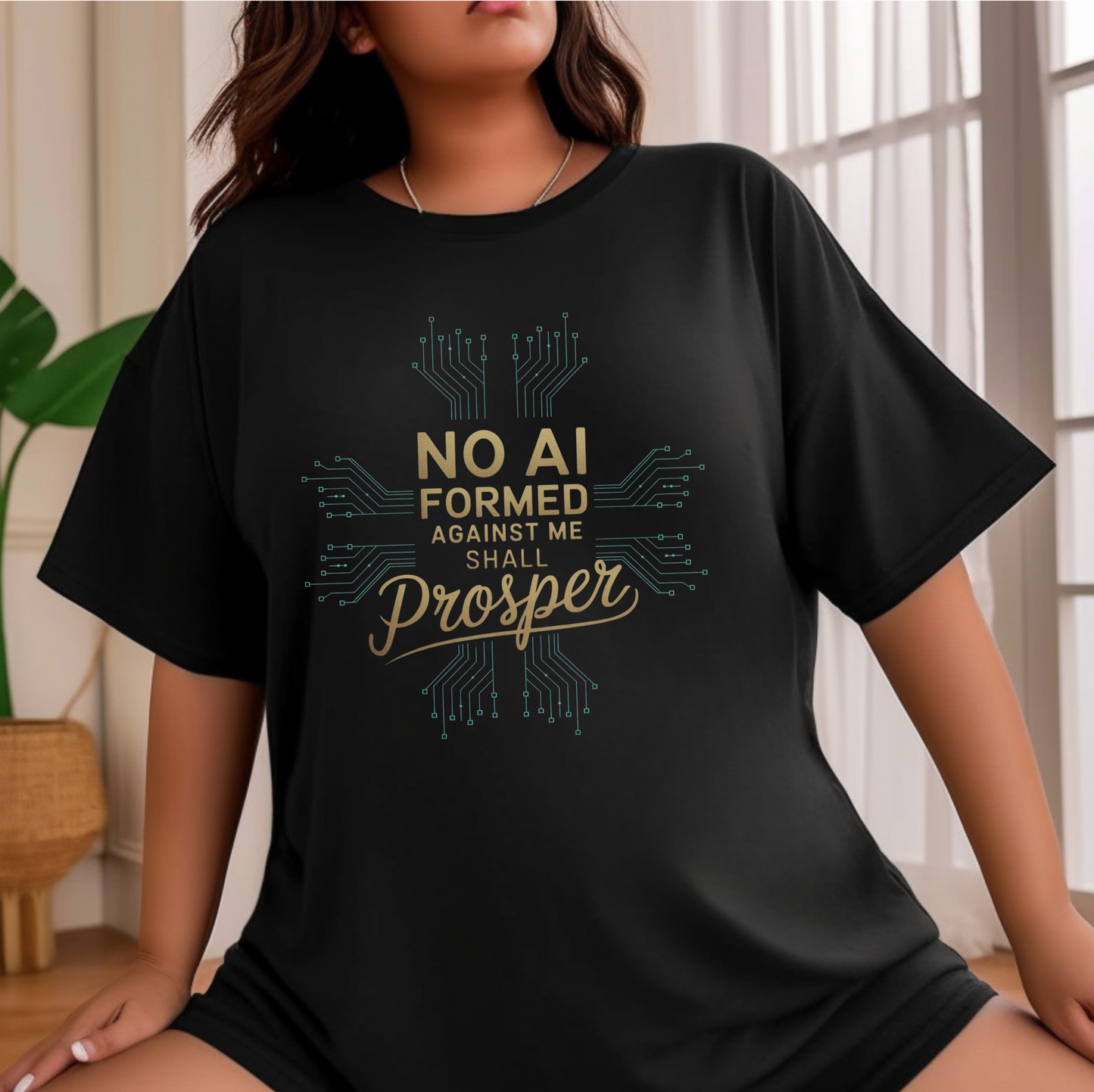 No AI Formed Unisex Garment-Dyed T-Shirt – Inspirational Tech Quote Tee