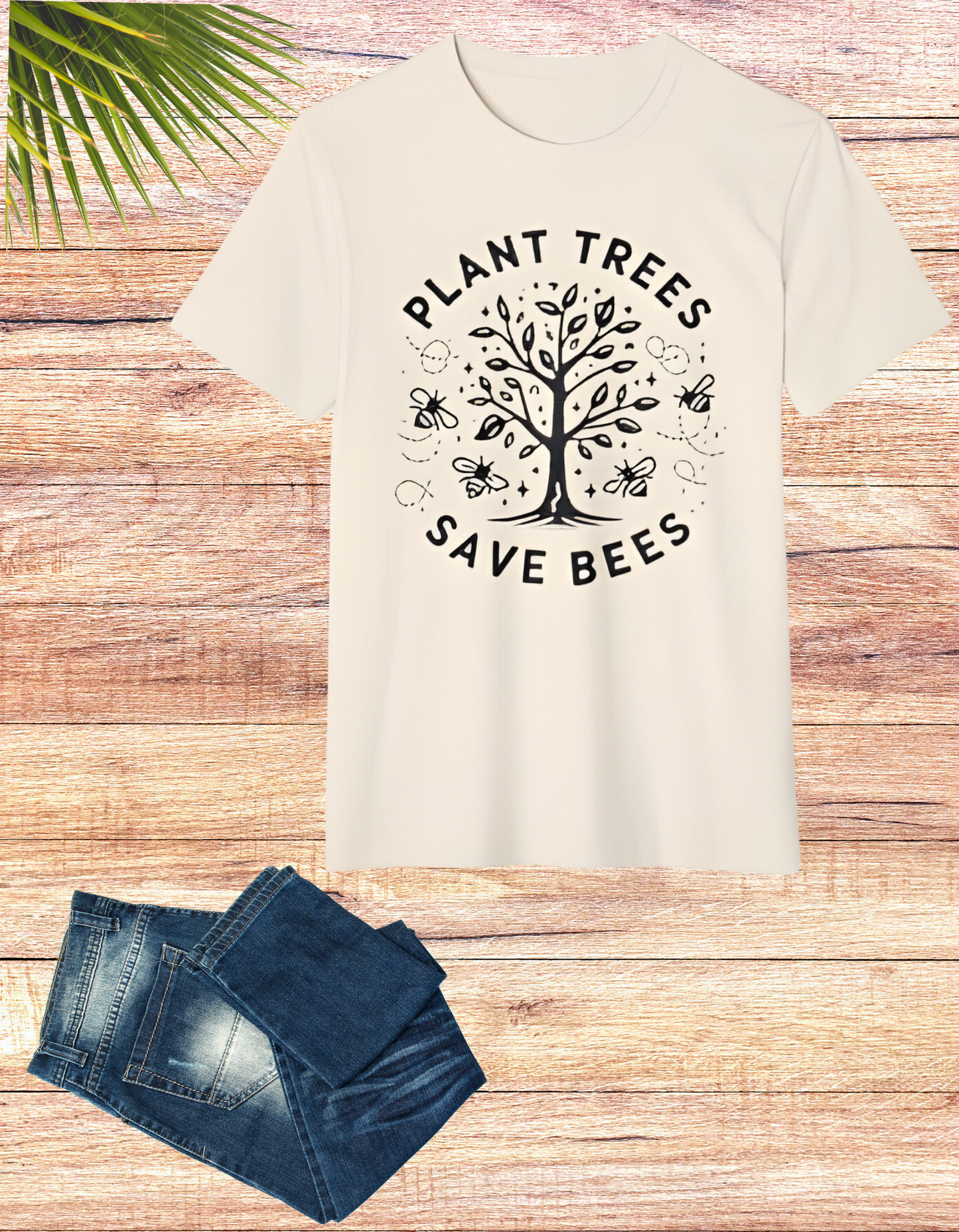 Plant Trees, Save Bees: Eco-Friendly 100% Organic Cotton Tee