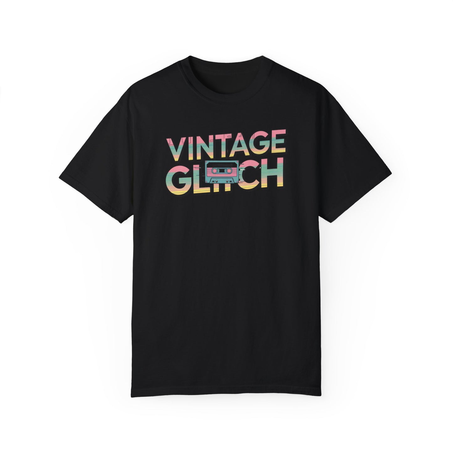 Vintage Glitch Unisex Garment-Dyed T-Shirt | Retro Music Vibe | Perfect for Music Lovers