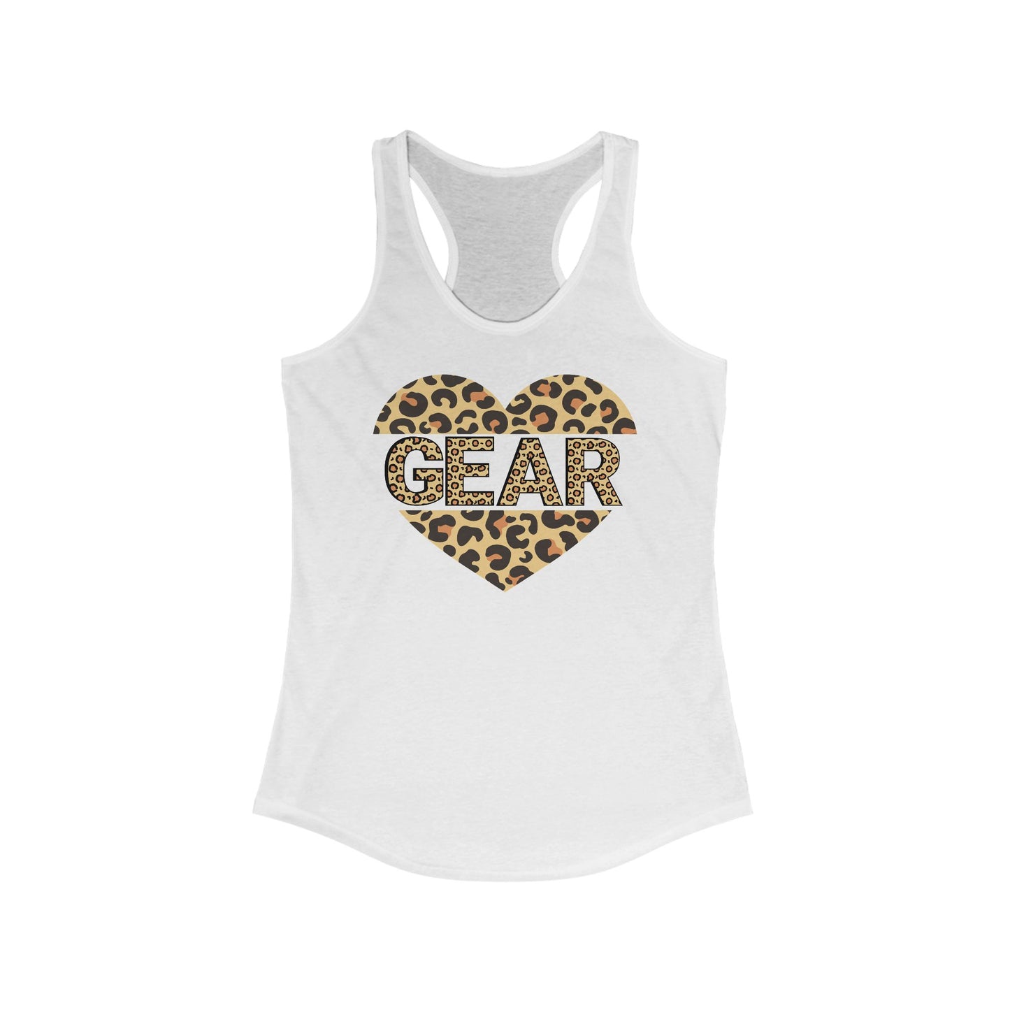 Leopard Print Heart Love Gear Racerback Tank for Women