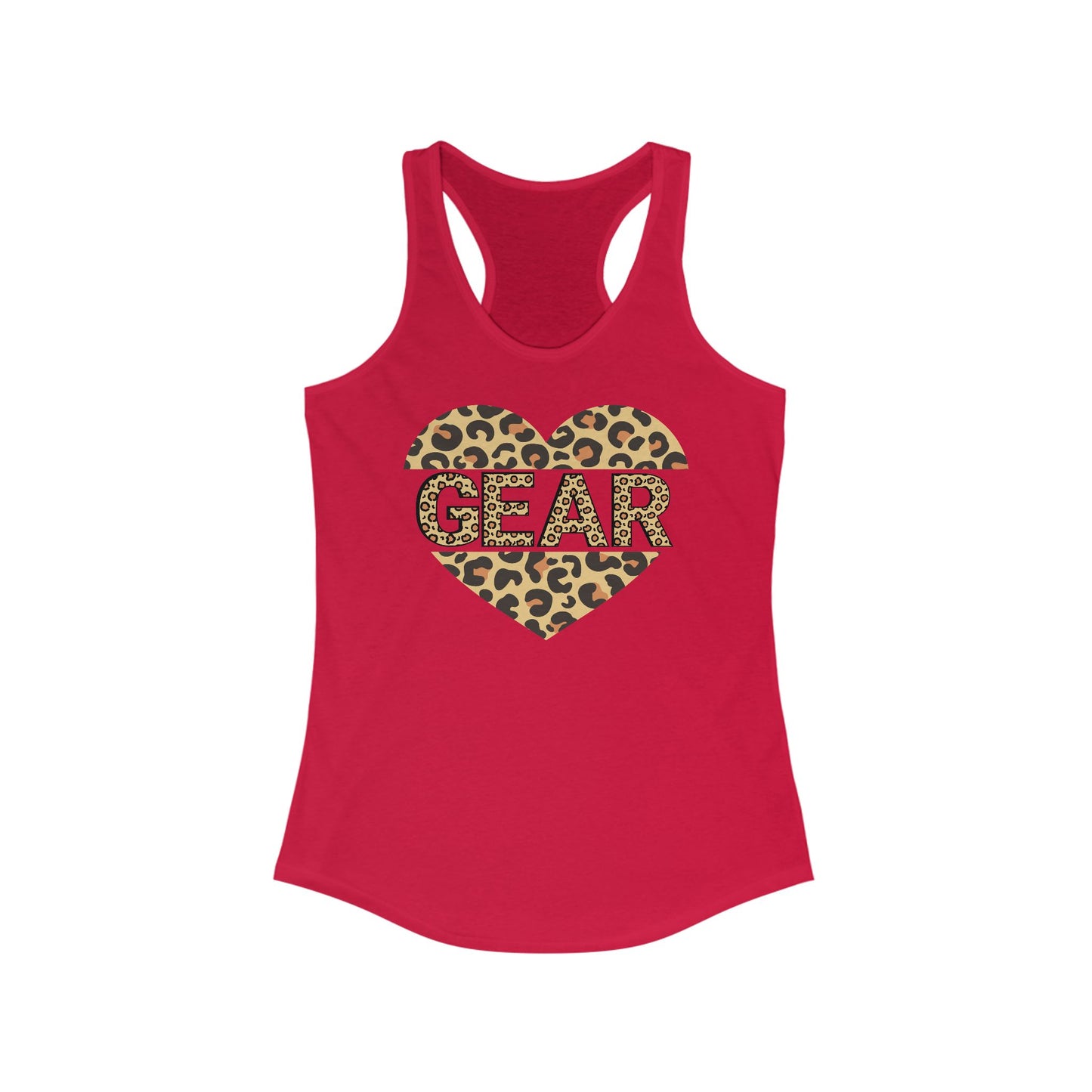 Leopard Print Heart Love Gear Racerback Tank for Women