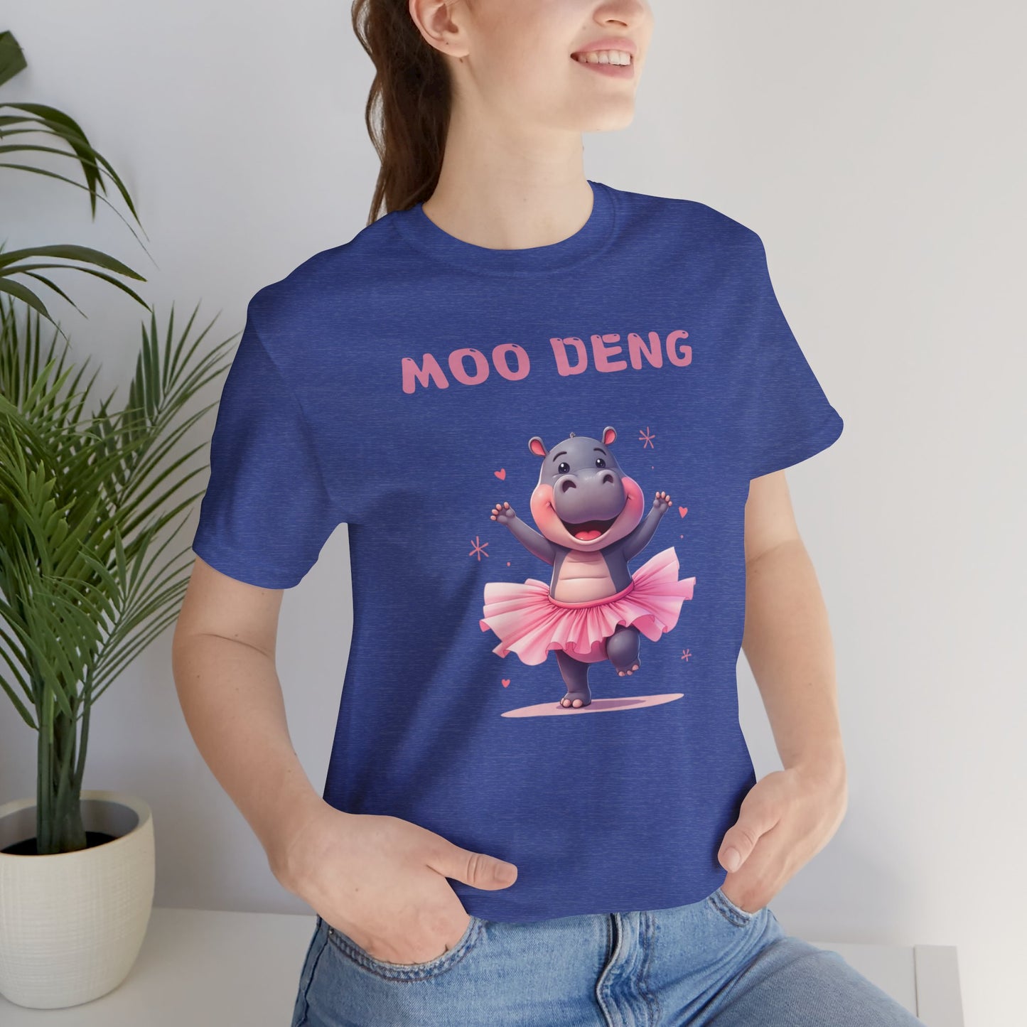 Cute Animal Lover's Moo Deng Baby Hippo Ballerina T-Shirt, Gift for Her