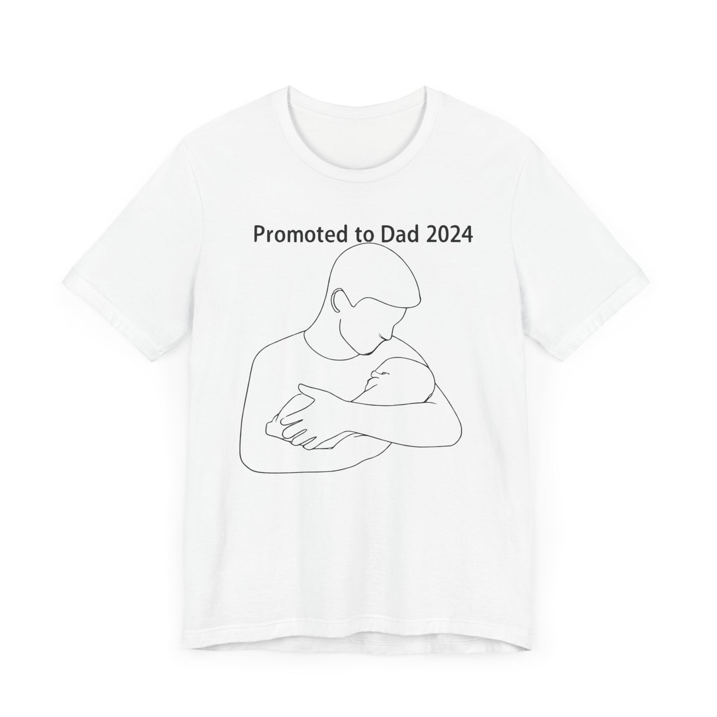 Promoted to Dad 2024 t-shirt with a colorful design, perfect for new dads celebrating fatherhood.