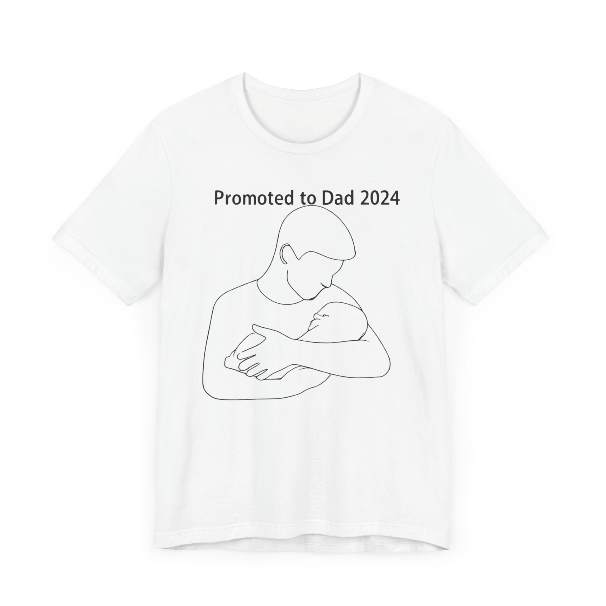 Promoted to Dad 2024 t-shirt with a colorful design, perfect for new dads celebrating fatherhood.