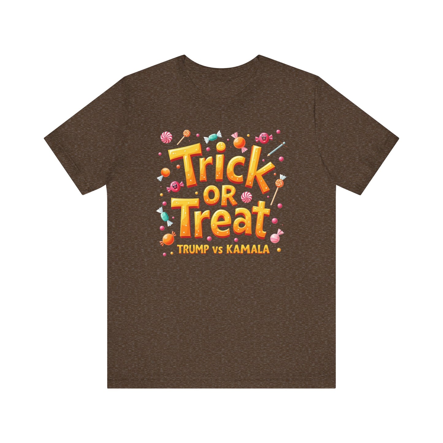 Trick or Treat Trump vs Kamala Halloween Tee, Retro Election Fall Shirt for Spooky Season