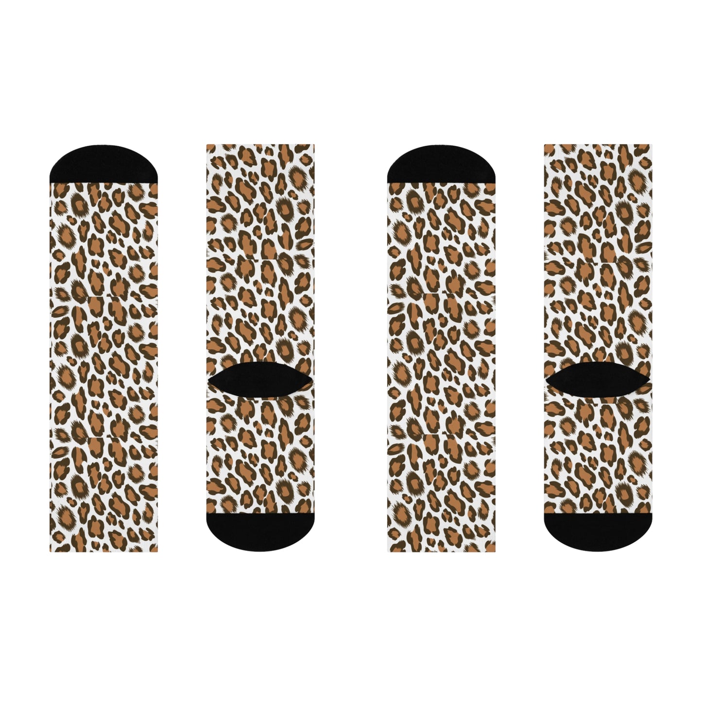 Stylish Leopard Print Cushioned Crew Socks - Comfort & Fashion for Everyday Wear