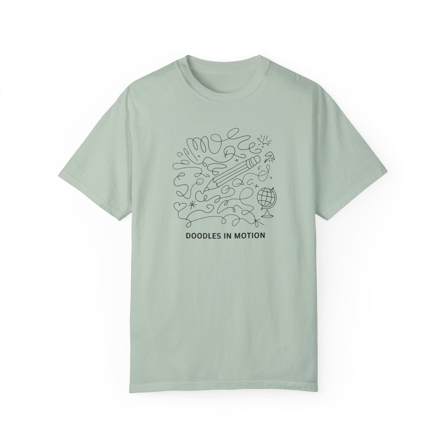 Doodles in Motion Unisex Garment-Dyed T-Shirt - Creative Vibe for Artists and Dreamers