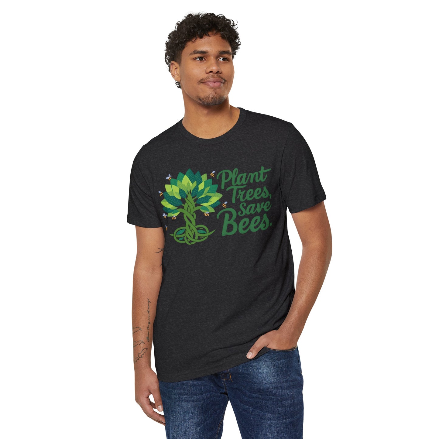 Plant Trees, Save Bees: Eco-Friendly 100% Organic Cotton Tee