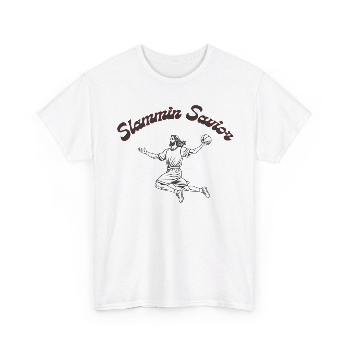 Slammin' Savior - Divine Dunk Basketball T-Shirt, Faith-Based Sports Apparel