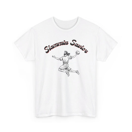 Slammin' Savior - Divine Dunk Basketball T-Shirt, Faith-Based Sports Apparel