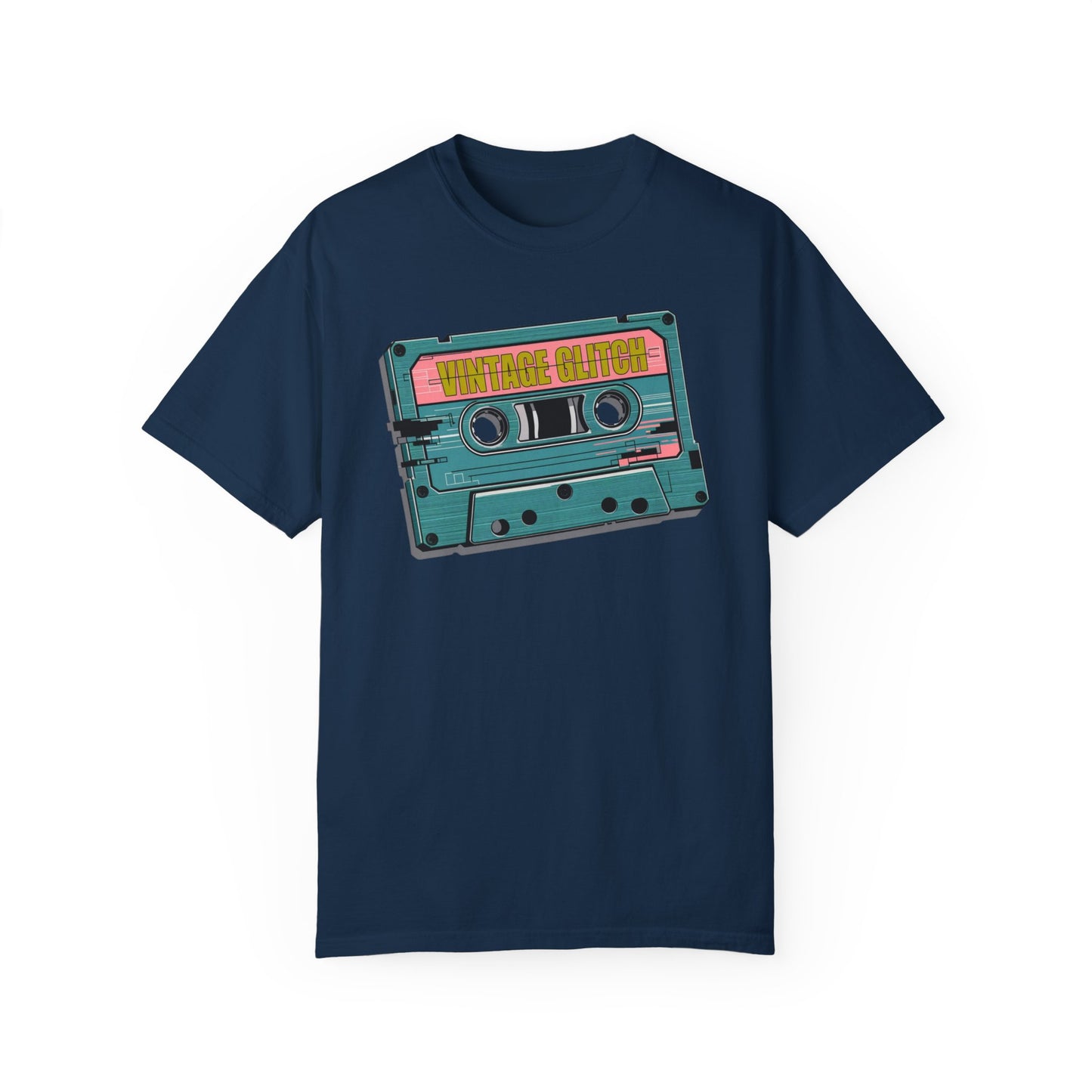 Vintage Glitch Cassette Unisex Garment-Dyed T-shirt | Retro Music Vibe | Perfect for Music Lovers