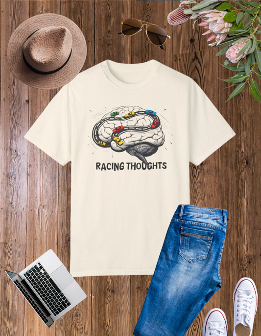 Racing Thoughts Unisex Garment-Dyed T-Shirt - Creative and Whimsical Graphic Tee