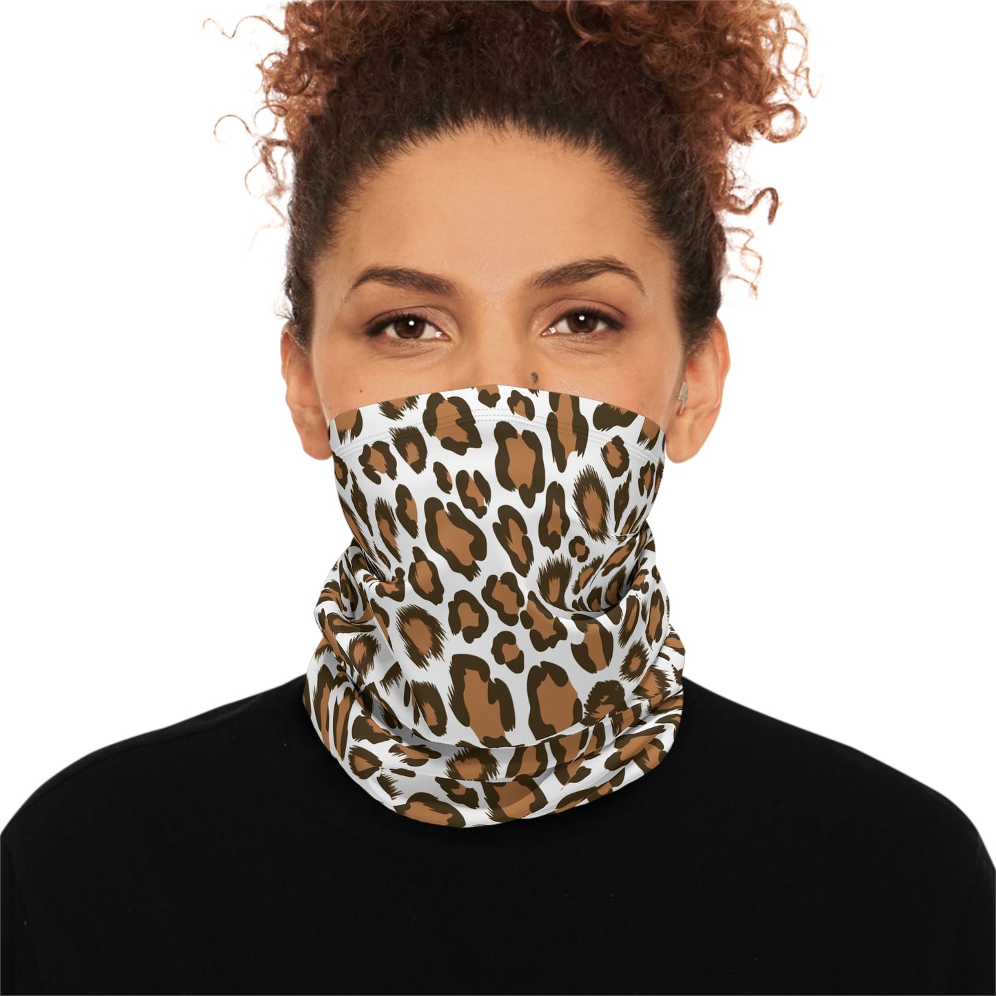 Stylish Leopard Print Winter Neck Gaiter with Drawstring | Cozy Winter Accessory