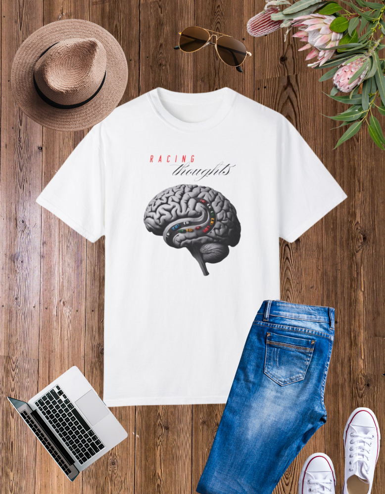 Racing Thoughts Unisex Garment-Dyed T-Shirt – Creative Expression for Thinkers