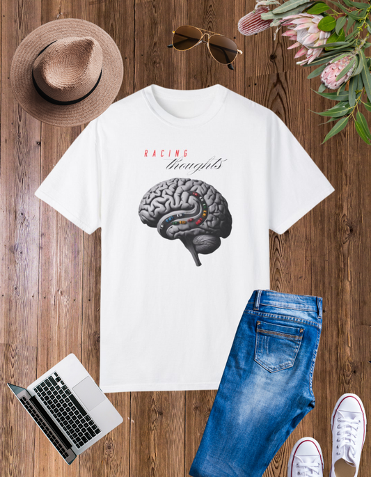 Racing Thoughts Unisex Garment-Dyed T-Shirt – Creative Expression for Thinkers