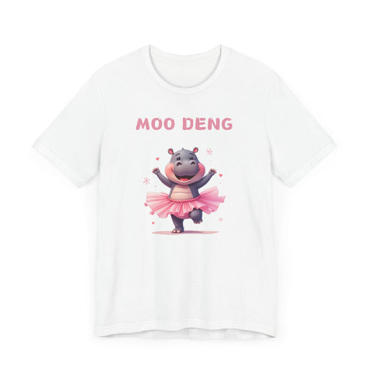 Cute Animal Lover's Moo Deng Baby Hippo Ballerina T-Shirt, Gift for Her