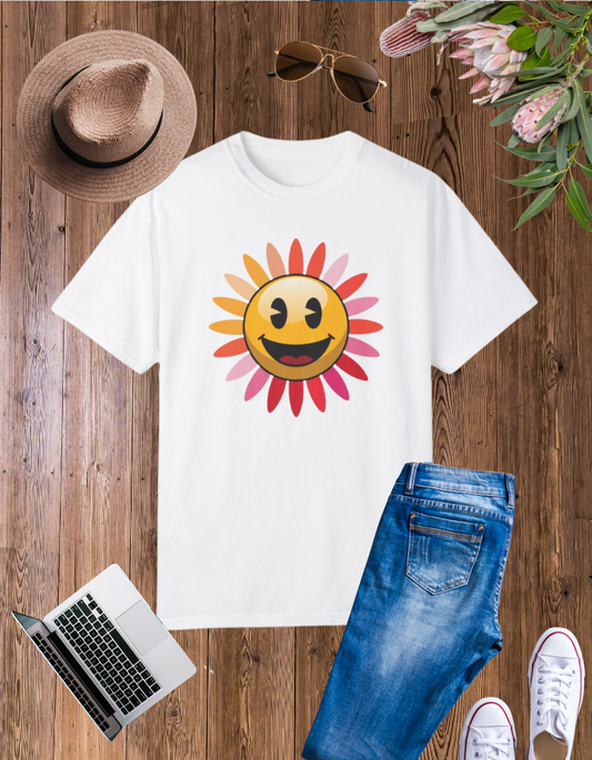 Smiley Sunshine Unisex Garment-Dyed T-Shirt | Feel-Good Vibe Apparel