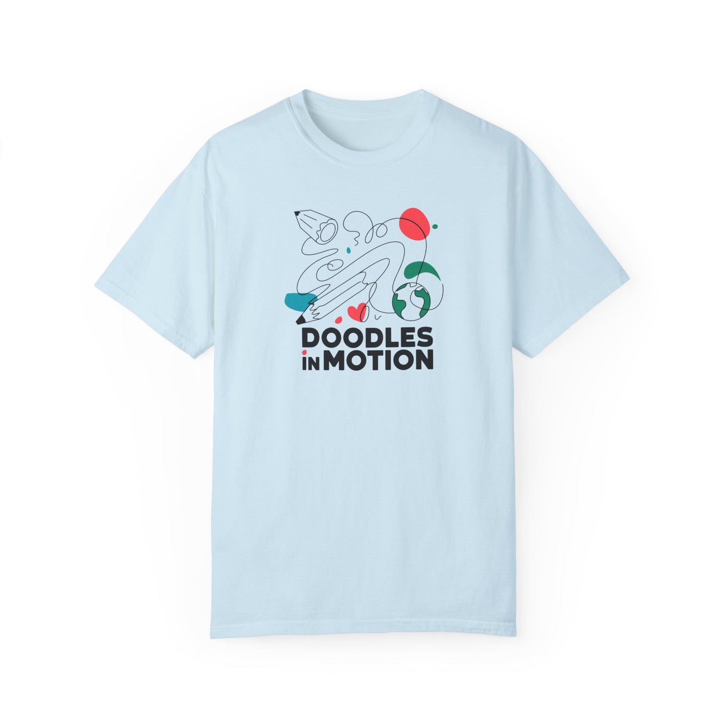 Doodles in Motion Unisex Garment-Dyed T-Shirt - Playful Artwear for Everyday Adventures