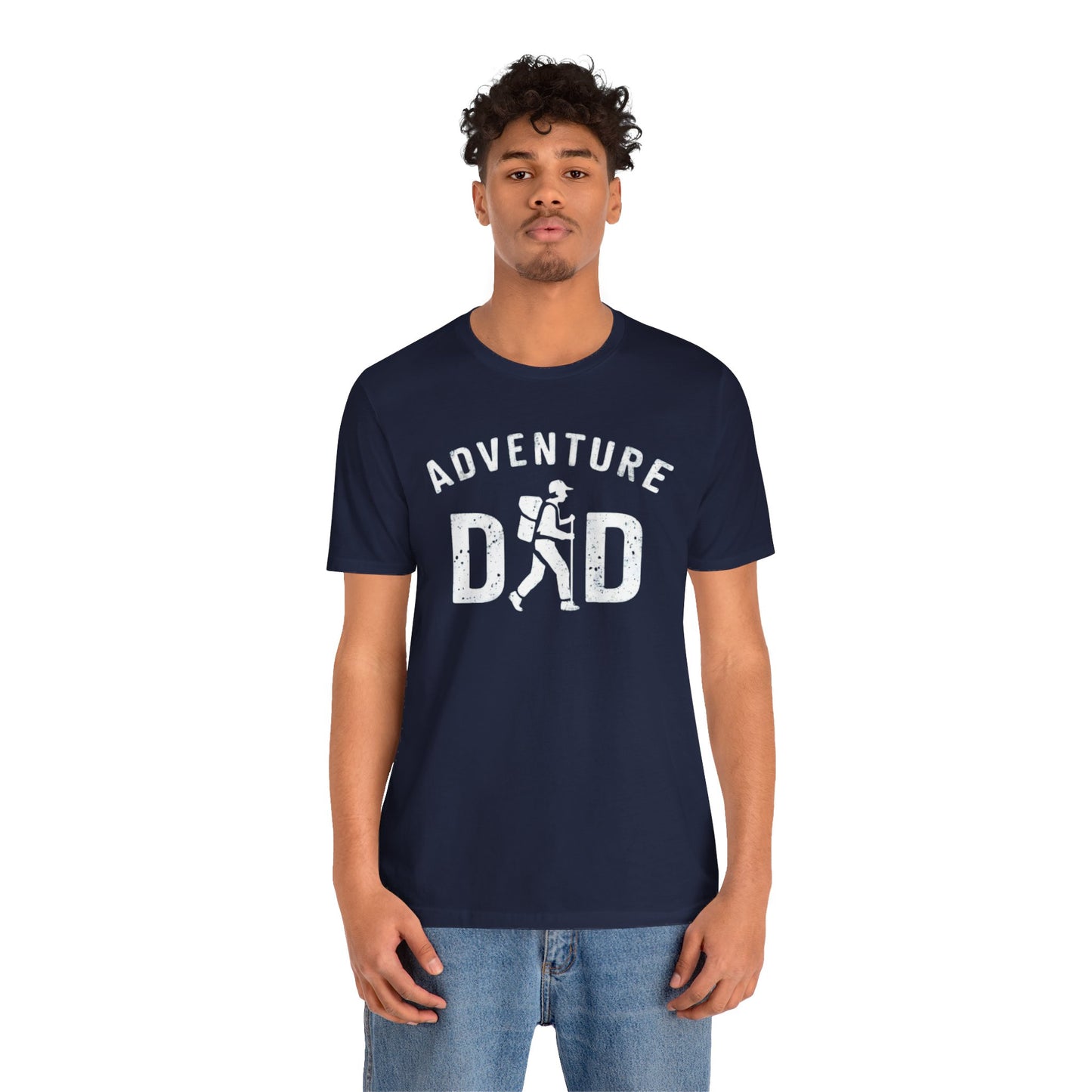 Adventure Dad t-shirt featuring a hiker graphic, perfect for dads who love outdoor adventures.