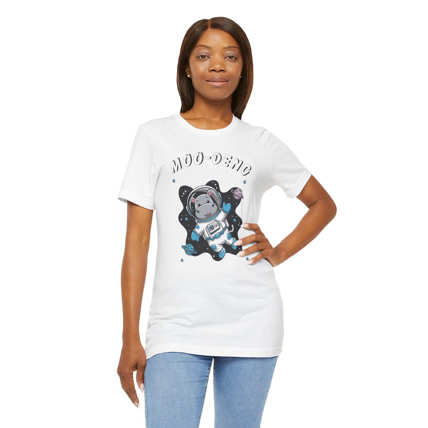 Moo Deng Baby Hippo Astronaut T-Shirt, Gift for Her Quirky Animal Lovers