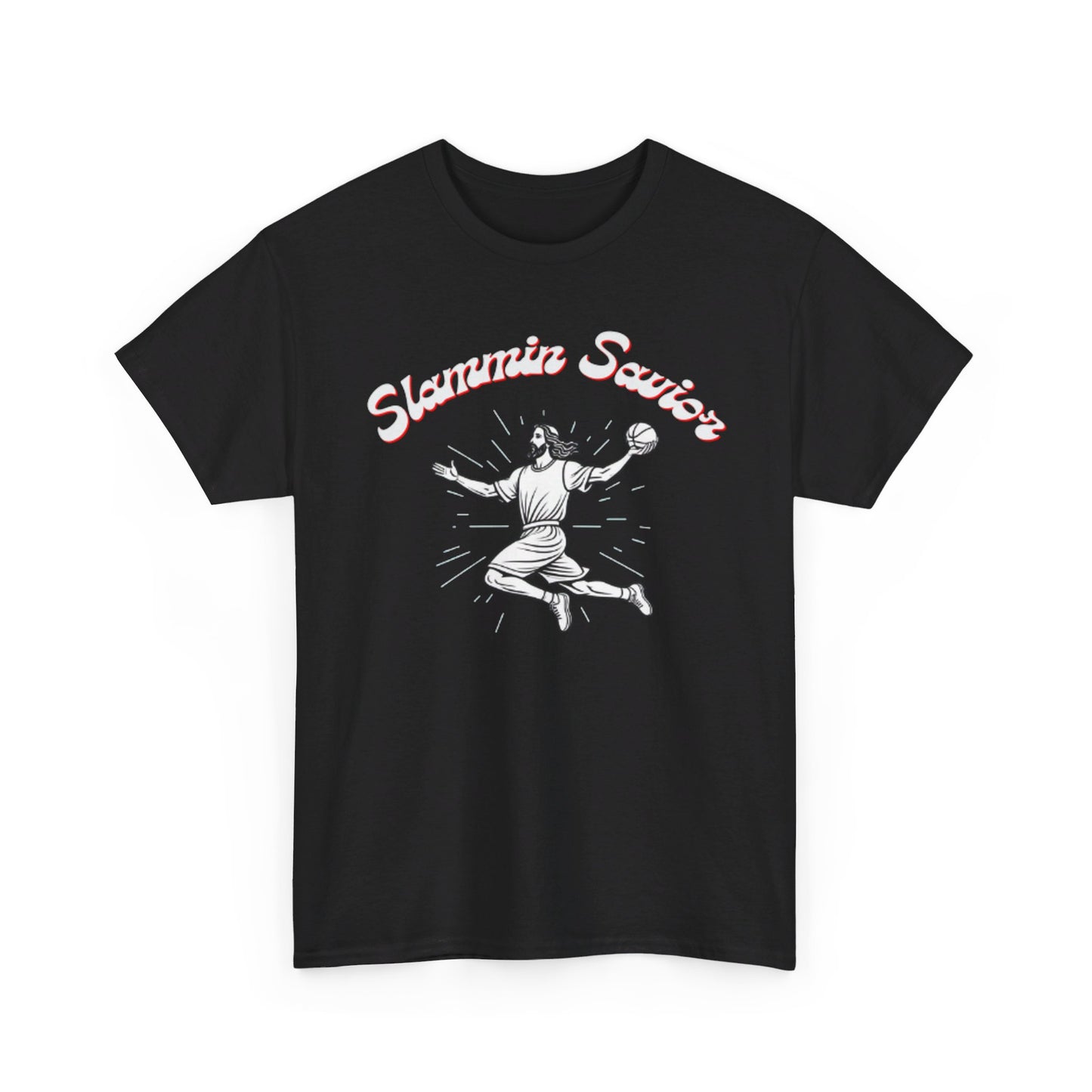 Slammin' Savior - Divine Dunk Basketball T-Shirt, Faith-Based Sports Apparel