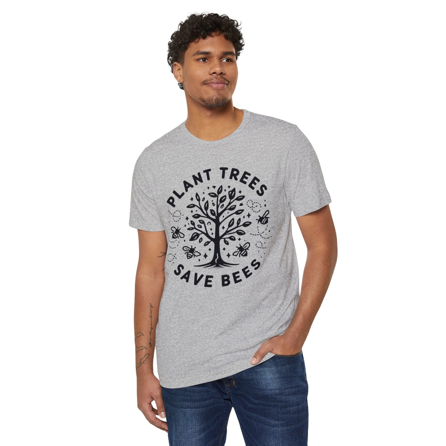 Plant Trees, Save Bees: Eco-Friendly 100% Organic Cotton Tee